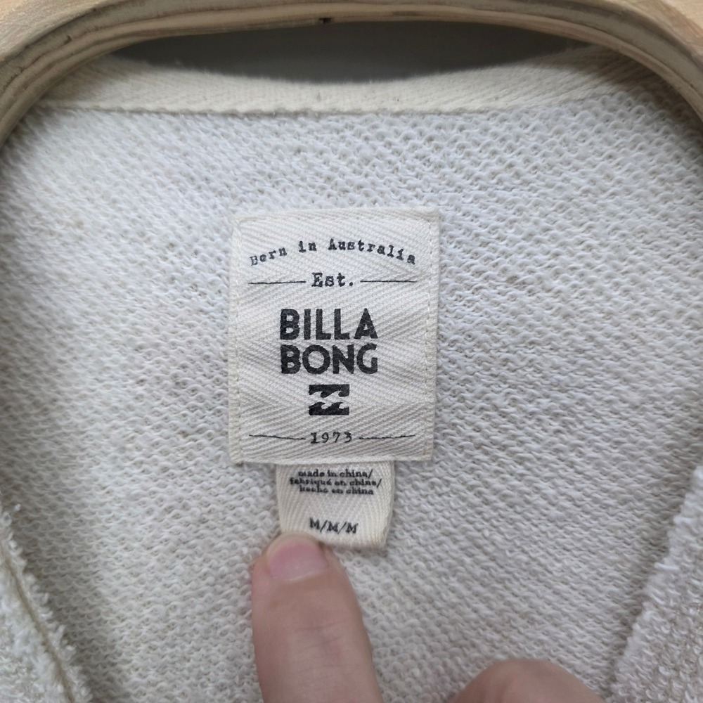 Billabong Cali Love Hoodie Womens Medium Oatmeal Graphic Raw Hem Surf - Picture 5 of 12